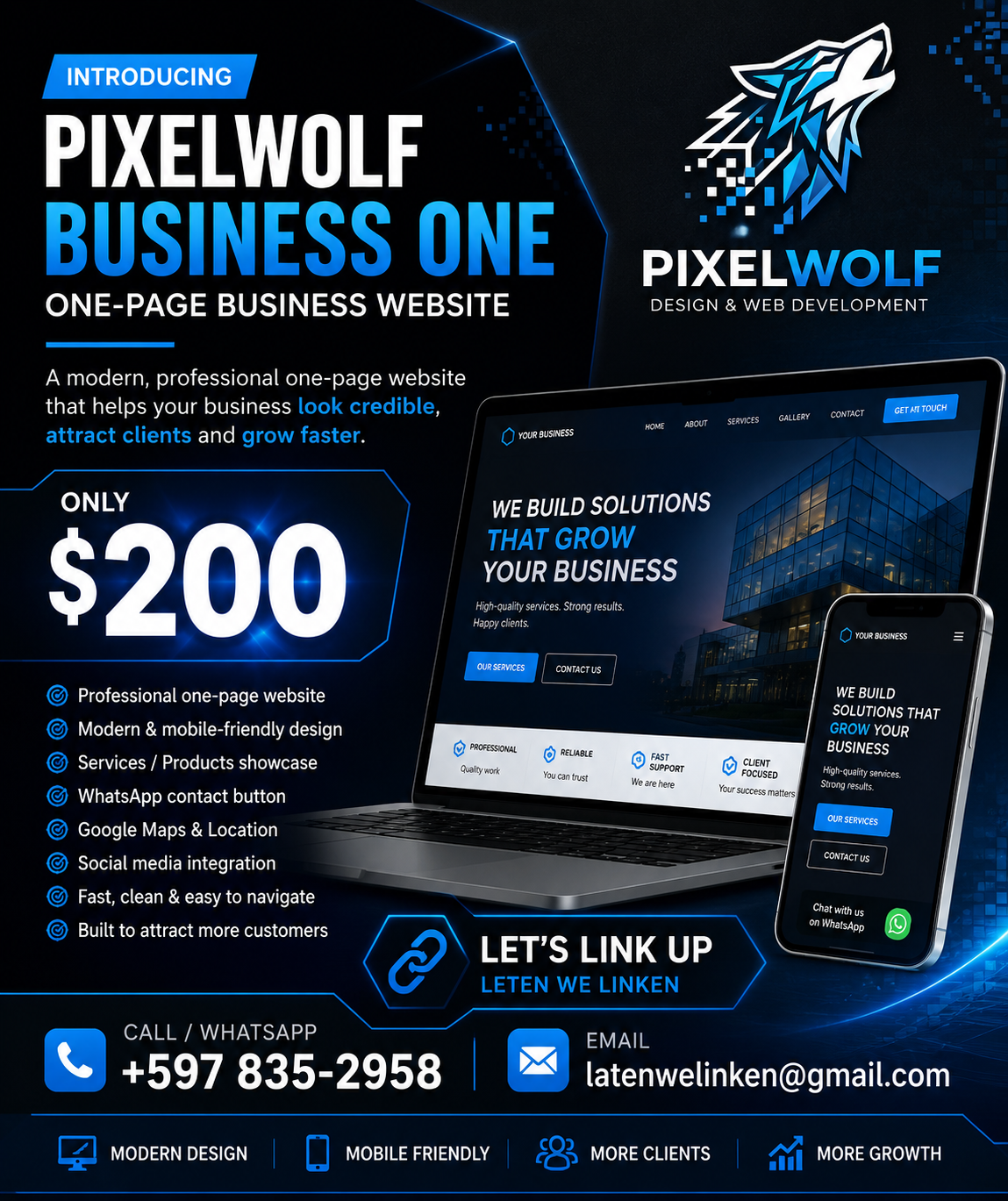 Business One website advertisement